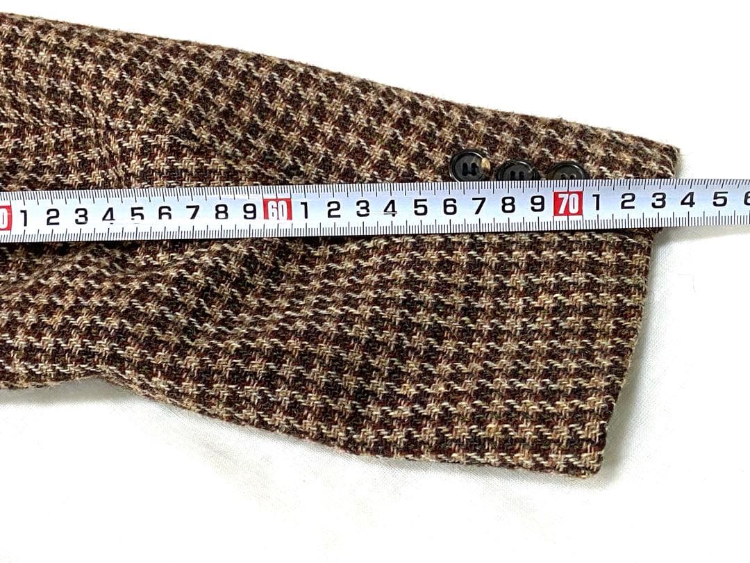 極美 90s ハリスツイード テーラードジャケット 千鳥柄 総柄 AB5 総裏