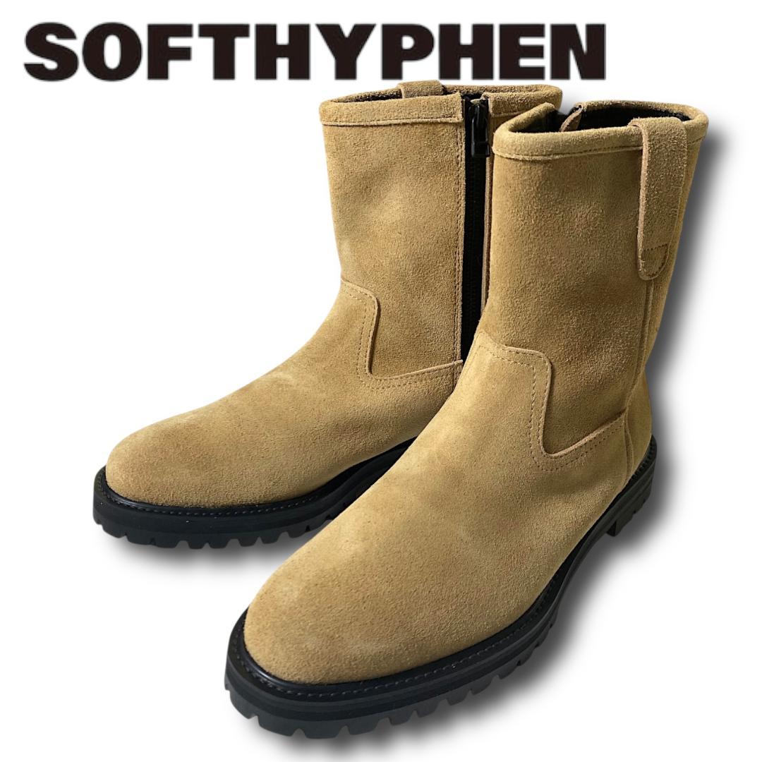 26 ソフトハイフン 定価5.8万 日本製 スエード サイドジップ ワークブーツ