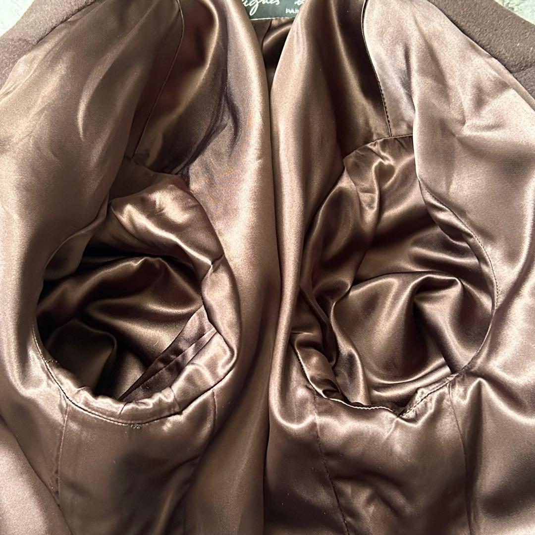 美品 agnes b. アニエスベー ロングコート チェスターコート ウール 茶