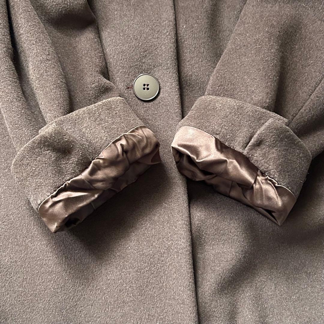 美品 agnes b. アニエスベー ロングコート チェスターコート ウール 茶