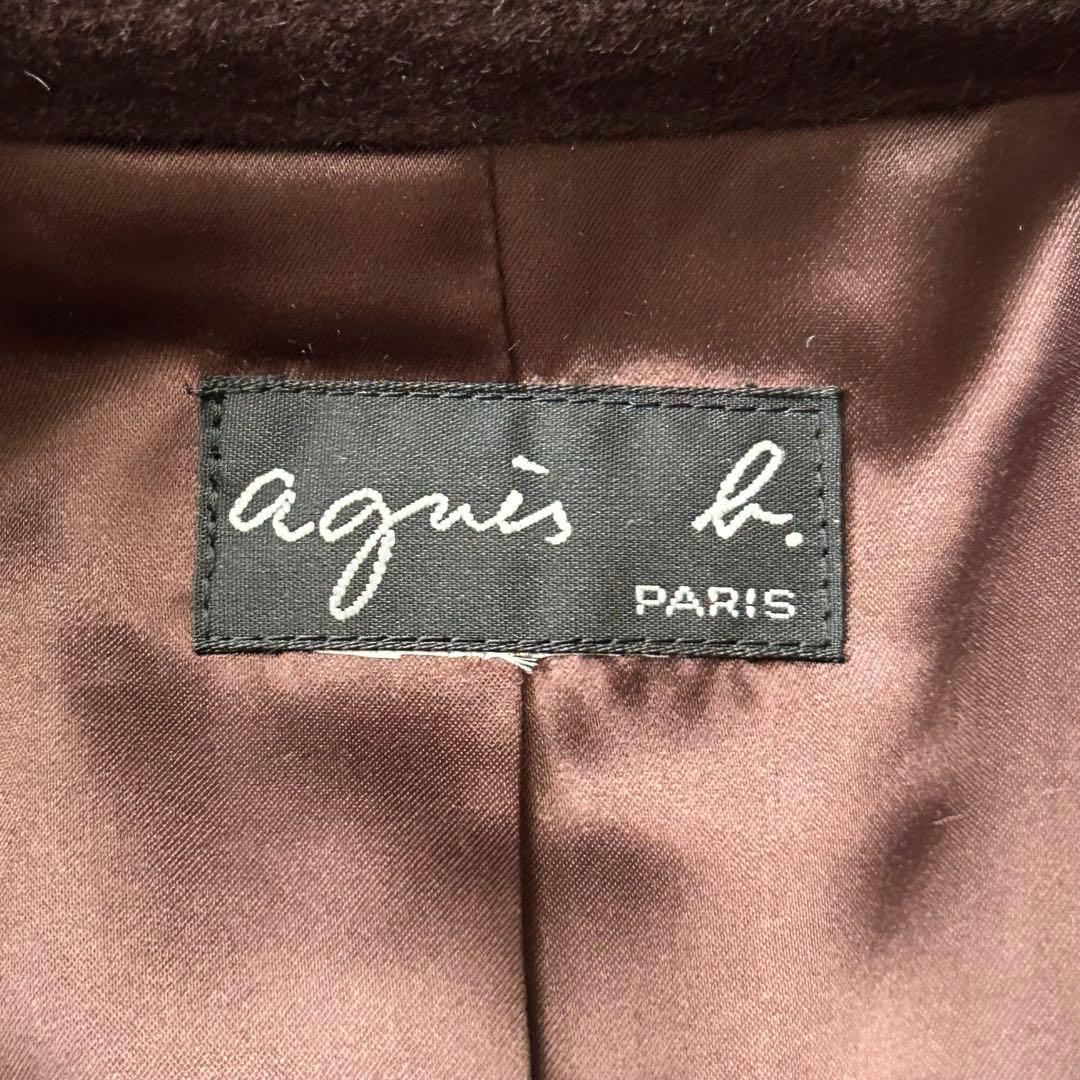 美品 agnes b. アニエスベー ロングコート チェスターコート ウール 茶