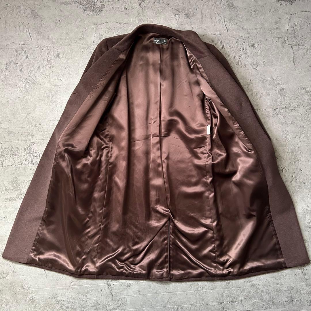 美品 agnes b. アニエスベー ロングコート チェスターコート ウール 茶