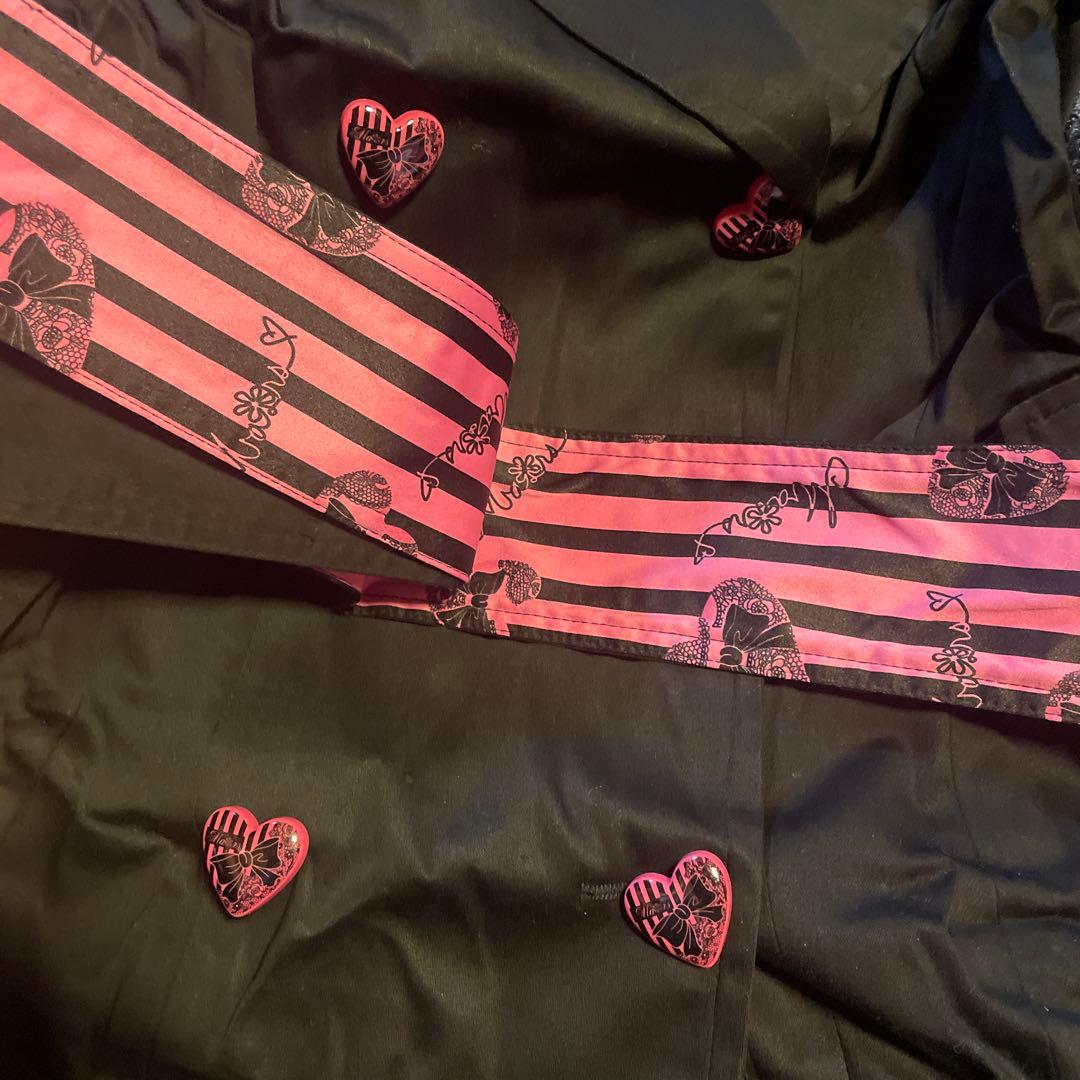 ハートモチーフ ダブルブレストコート ブラック