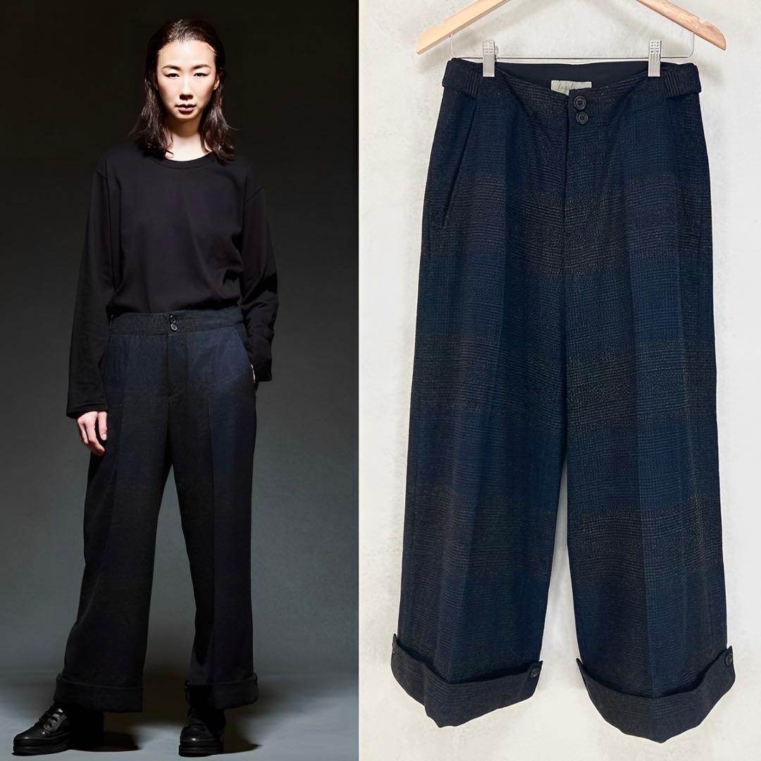 ヨウジヤマモト GLEN CHECK CENTER PRESS PANTS 1