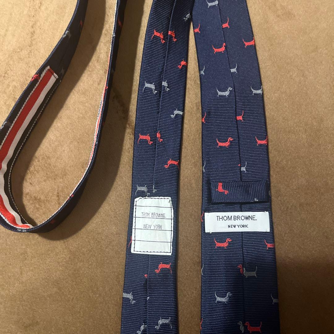 THOM BROWNE ネクタイ ネイビー 犬柄