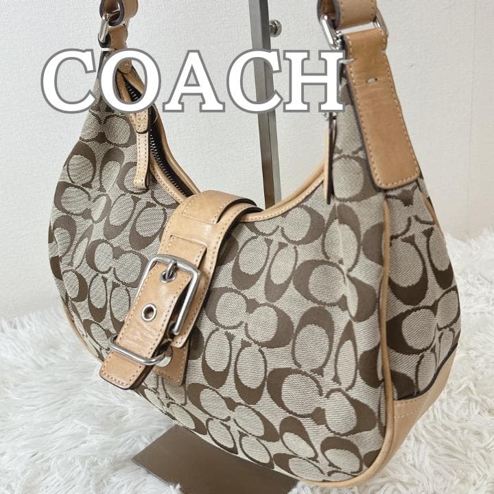 COACH シグネチャー ワンショルダーバッグ ホーボー ブラウン Y2K三日月
