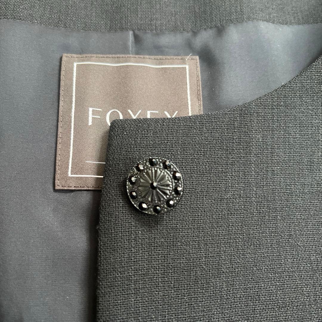 【タグ付き美品】FOXEY 黒ジャケット ウール100% 40サイズ