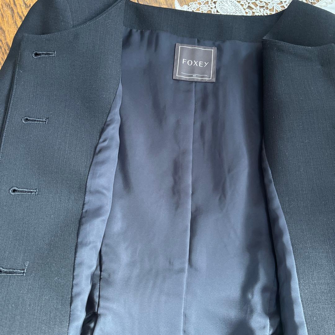 【タグ付き美品】FOXEY 黒ジャケット ウール100% 40サイズ