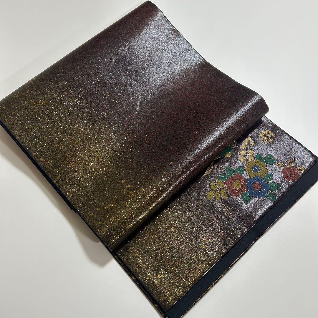 砂金　漆箔　袋帯　花柄　着物スキ倶楽部　６４１