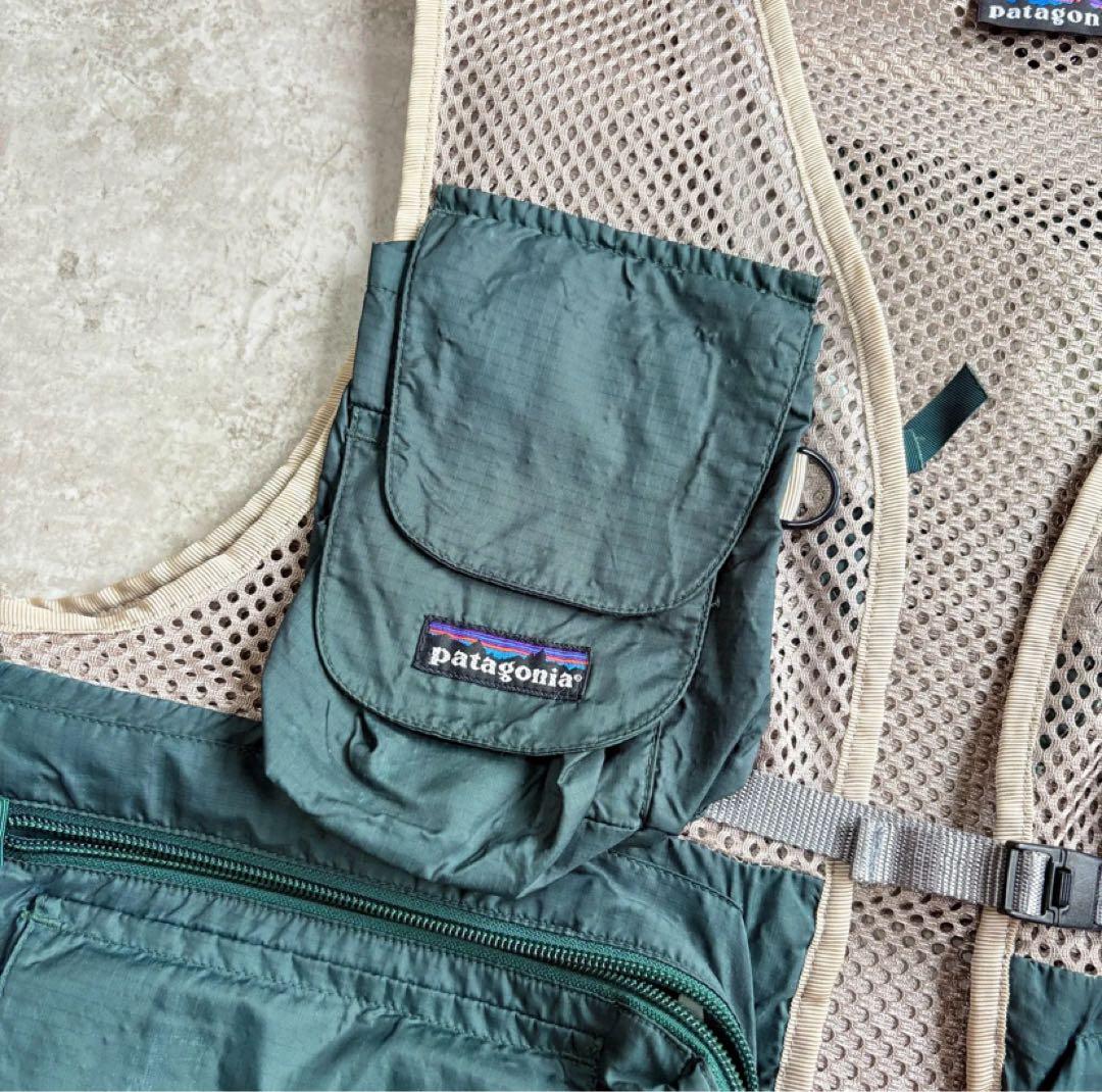 90s Patagonia ショーティー フィッシングベスト グリーン ベージュ