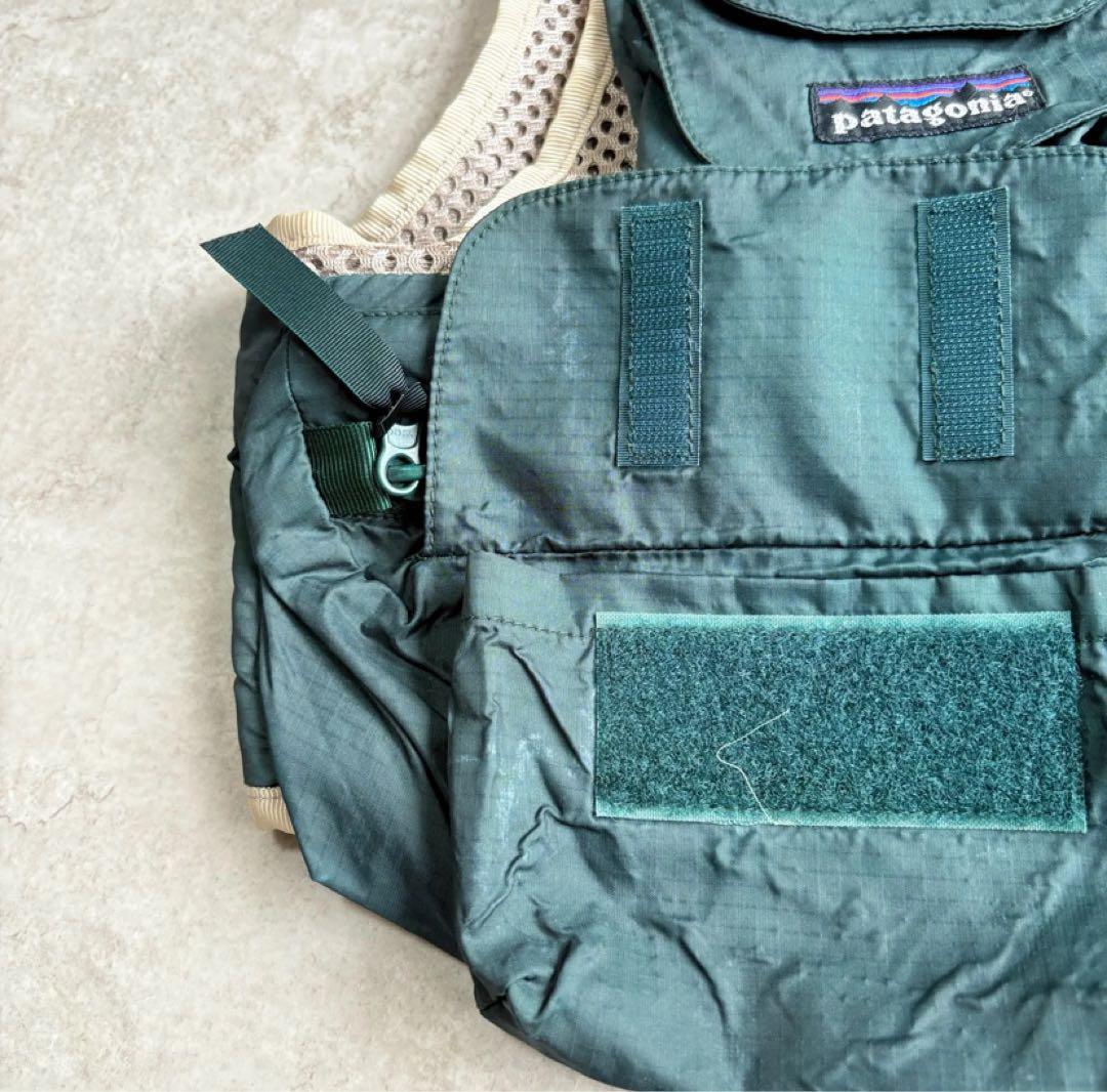 90s Patagonia ショーティー フィッシングベスト グリーン ベージュ