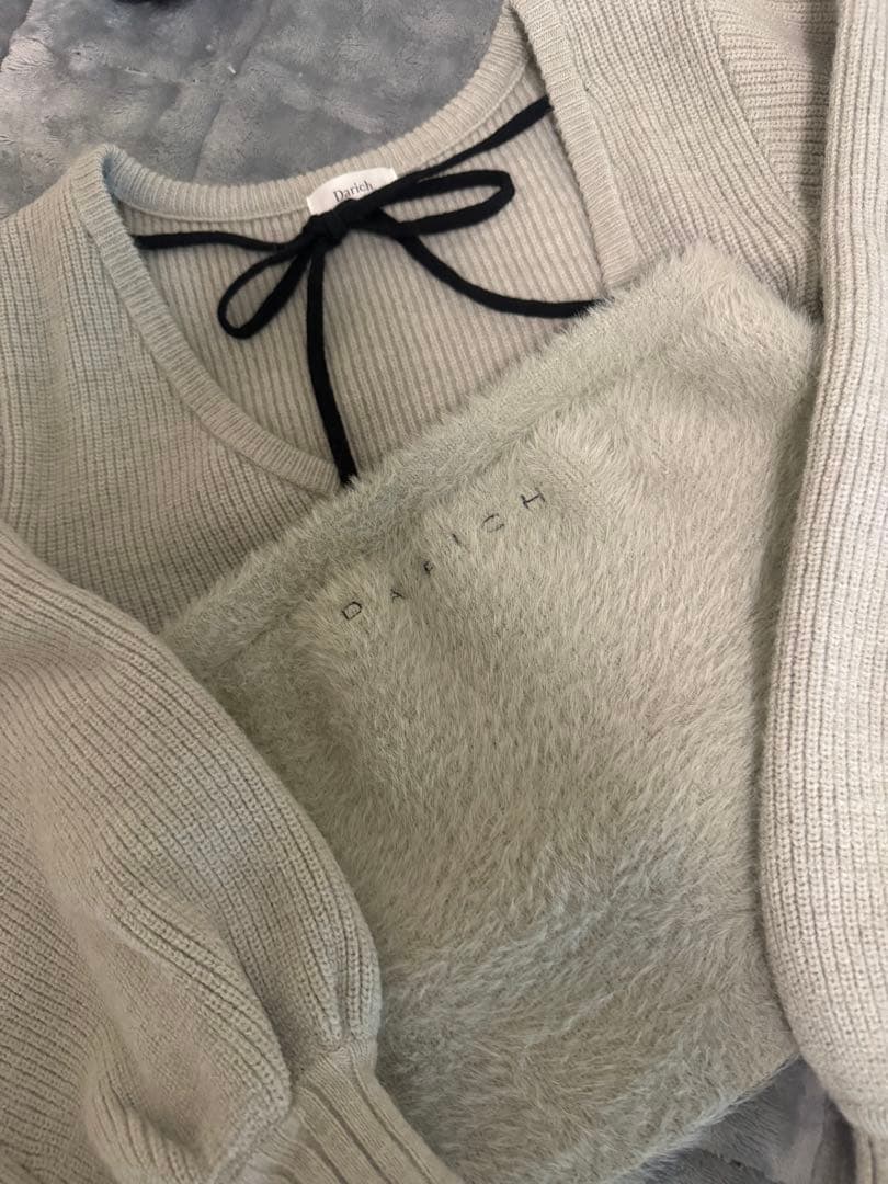Darich アシメレイヤードニットトップス グレー