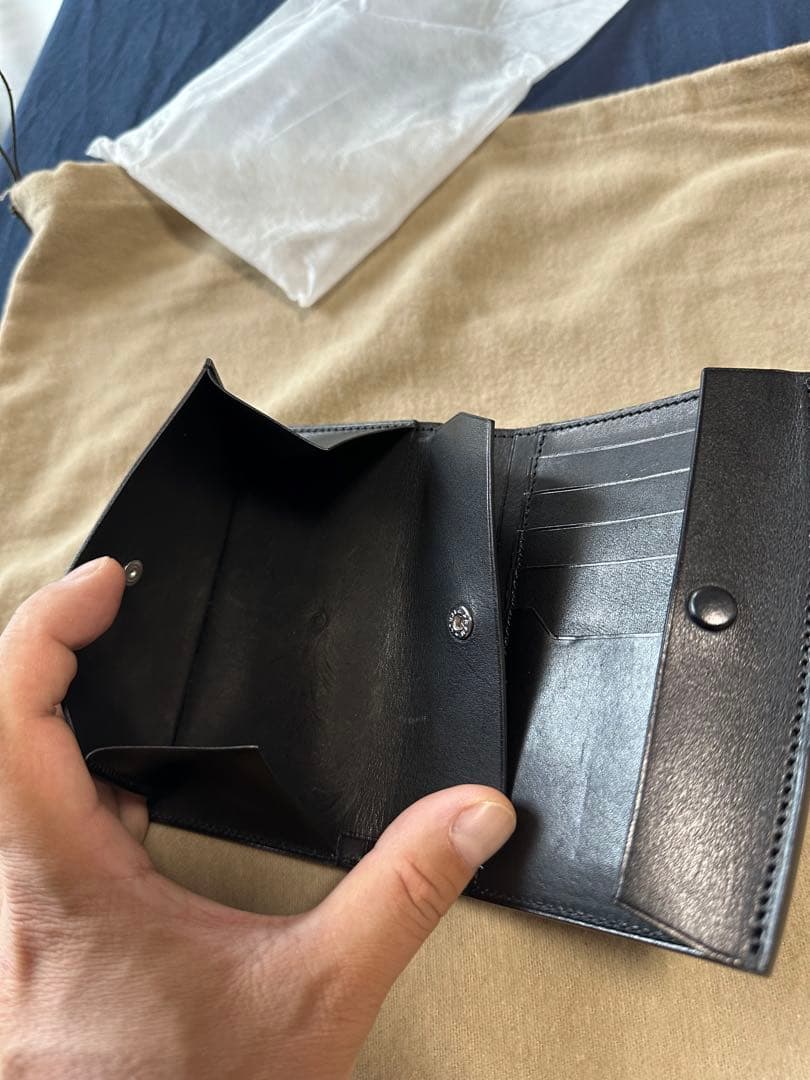 万双　厚コバ　ブラックレザー 財布