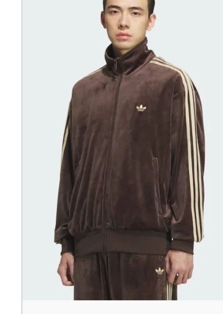 adidas Originalsブラウン ジップアップジャケット　ベロア　S