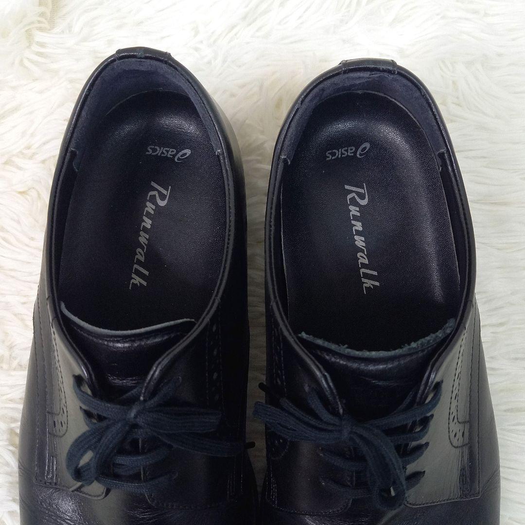 アシックス ランウォーク ストレートチップ 革靴 ビジネスシューズ 26.5 黒