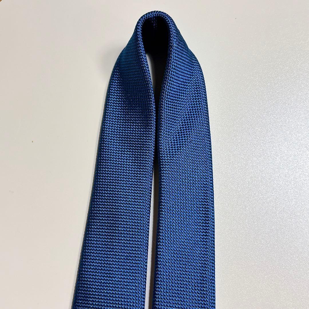 Brioni シルク ネクタイ ロイヤルブルー シャンブレー織り ソリッド