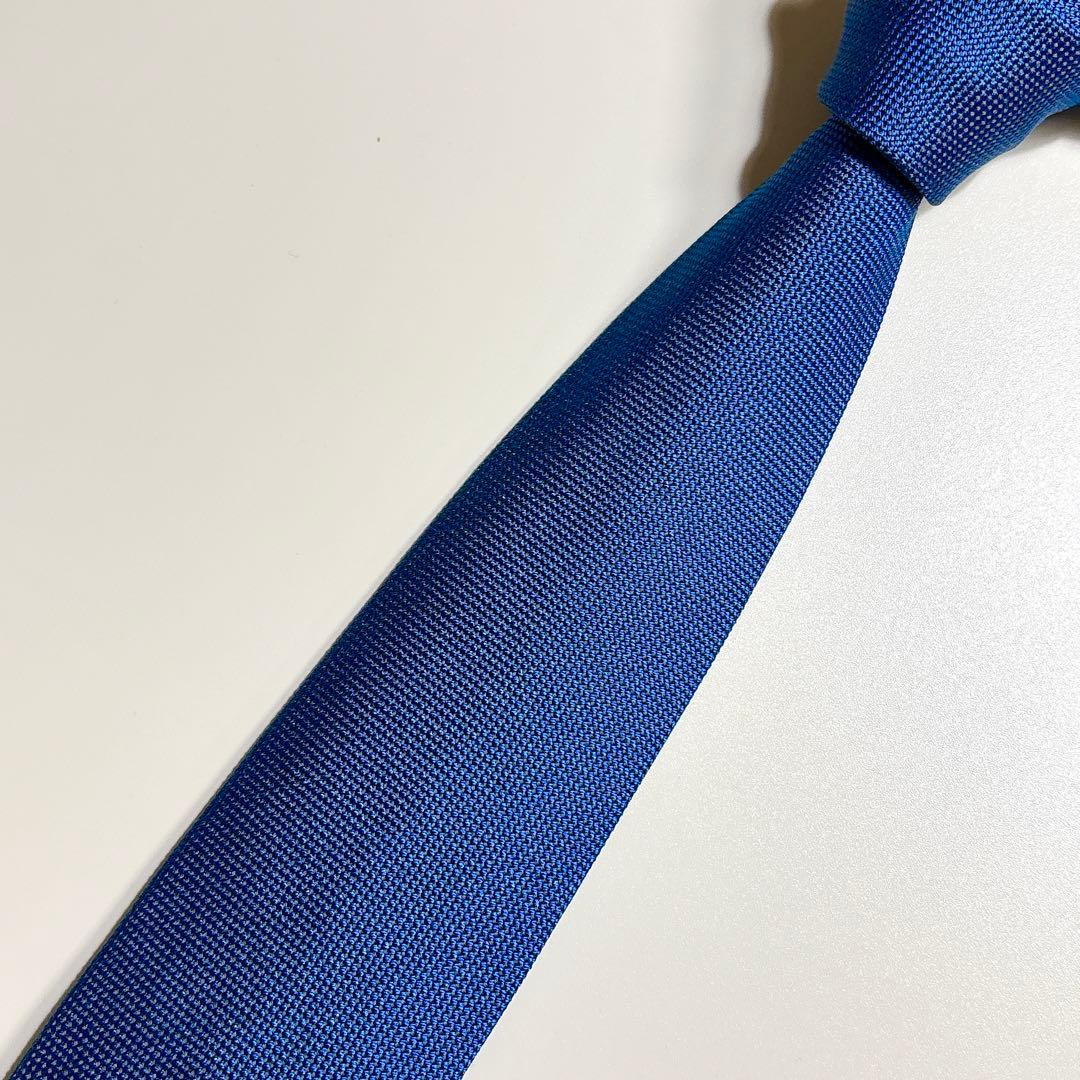 Brioni シルク ネクタイ ロイヤルブルー シャンブレー織り ソリッド
