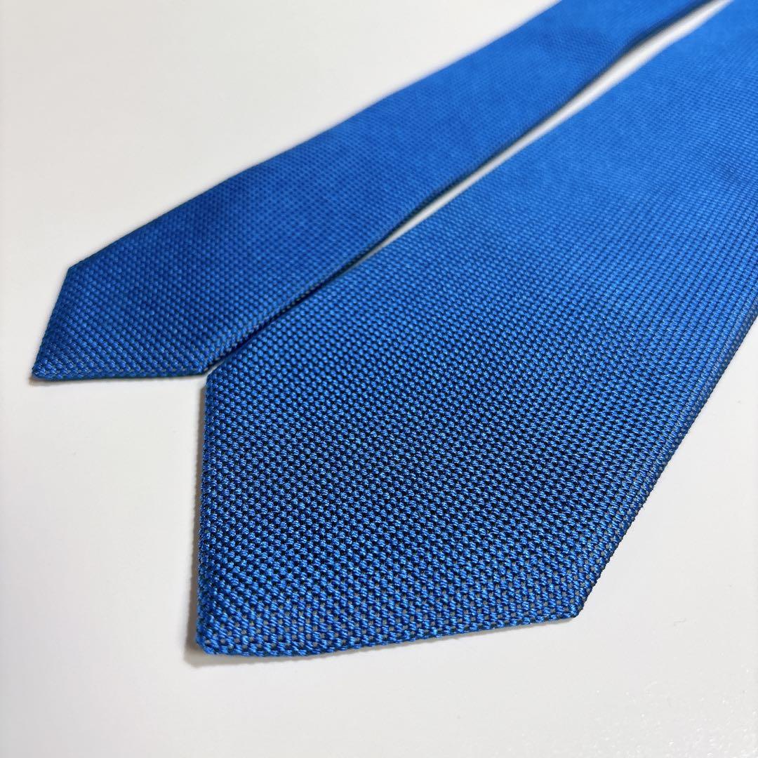 Brioni シルク ネクタイ ロイヤルブルー シャンブレー織り ソリッド