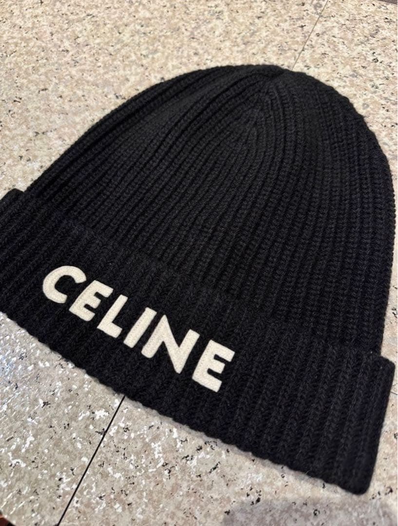 CELINE ブラック ビーニー　ニット帽