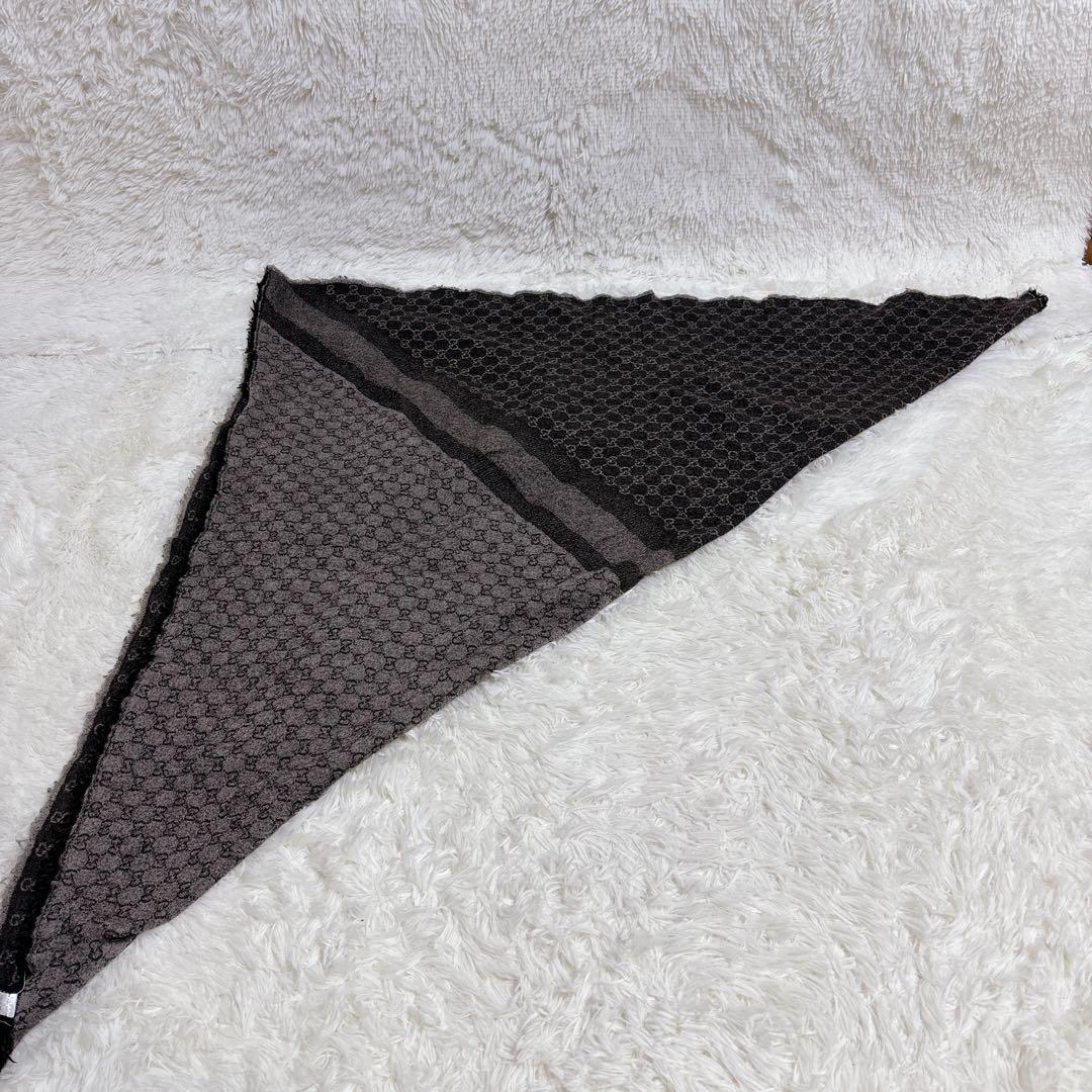 グッチ ショール GUCCI ストール 大判　GG ブラウン　ウール、シルク