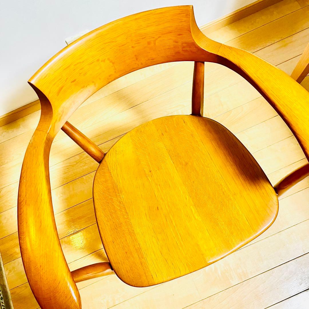 【美品】飛騨産業 HIDA クレセントアームチェア ウォールナット キツツキ①