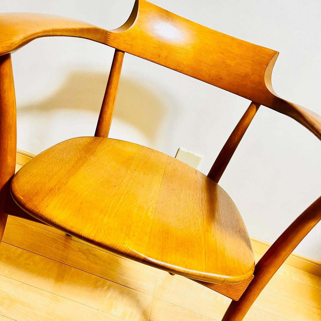 【美品】飛騨産業 HIDA クレセントアームチェア ウォールナット キツツキ①