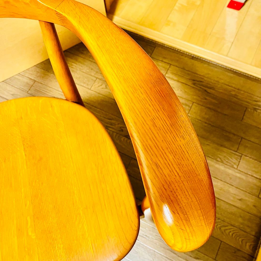 【美品】飛騨産業 HIDA クレセントアームチェア ウォールナット キツツキ①