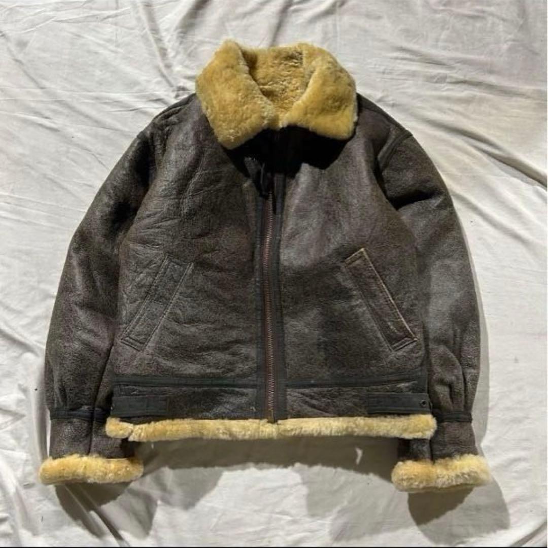 【雰囲気抜群】B-3 フライトジャケット ムートン シープスキン 短丈 ブラウン
