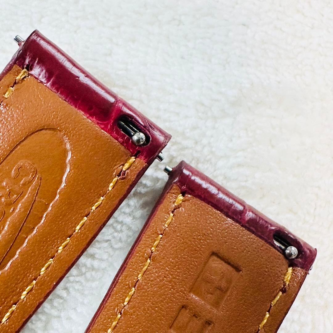 け*ん様 2049#19mm-16mmボルドー★本物クロコダイルレザーベルト★ス