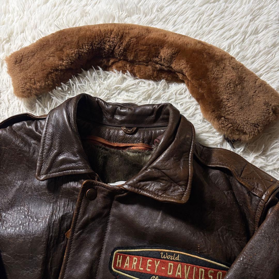 ひ*様 【雰囲気抜群】ハーレーダビッドソン　フライトジャケット　 G-1 襟ボア