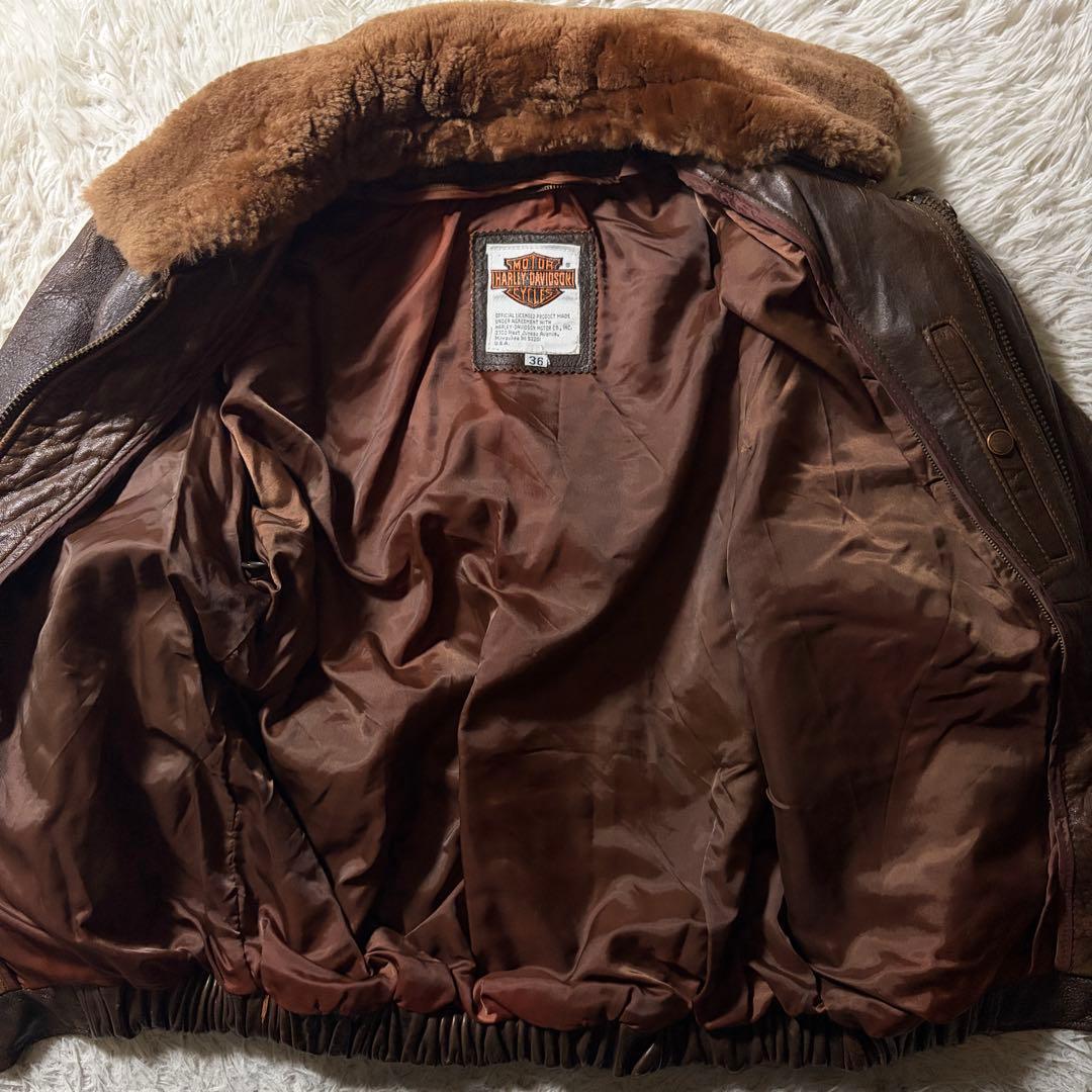 ひ*様 【雰囲気抜群】ハーレーダビッドソン　フライトジャケット　 G-1 襟ボア