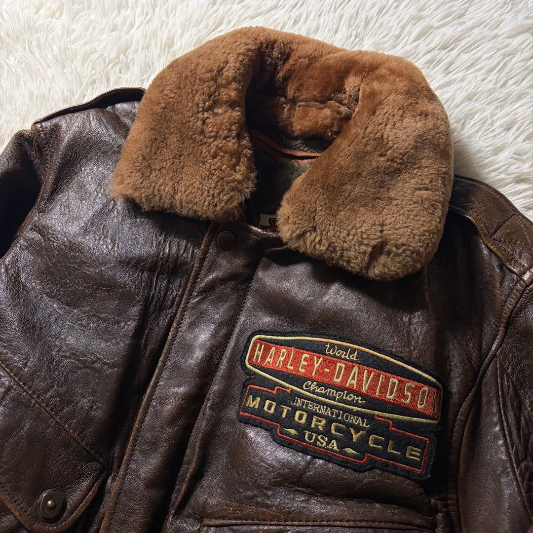 ひ*様 【雰囲気抜群】ハーレーダビッドソン　フライトジャケット　 G-1 襟ボア