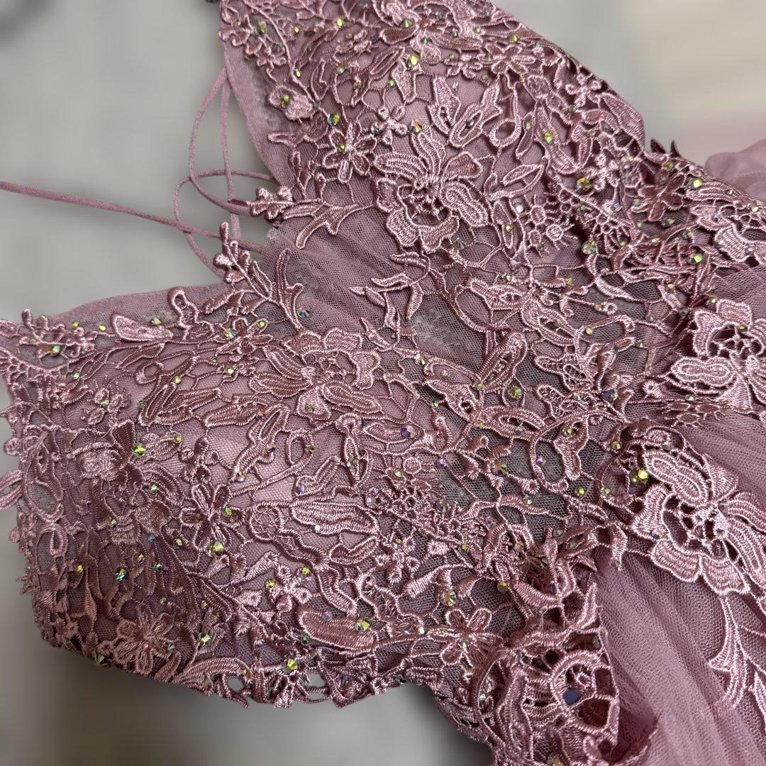 Tika ピンク レース装飾 ロングドレス S