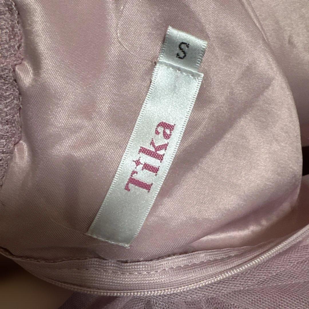 Tika ピンク レース装飾 ロングドレス S