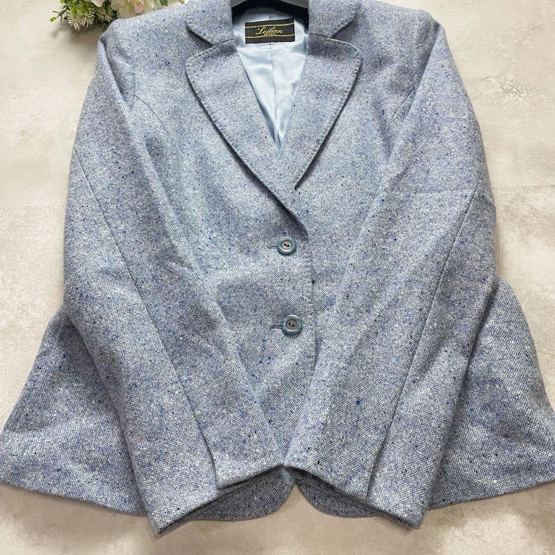 カシミヤ100%✨レリアン テーラードジャケット ジョンストンズ 水色 M 美品