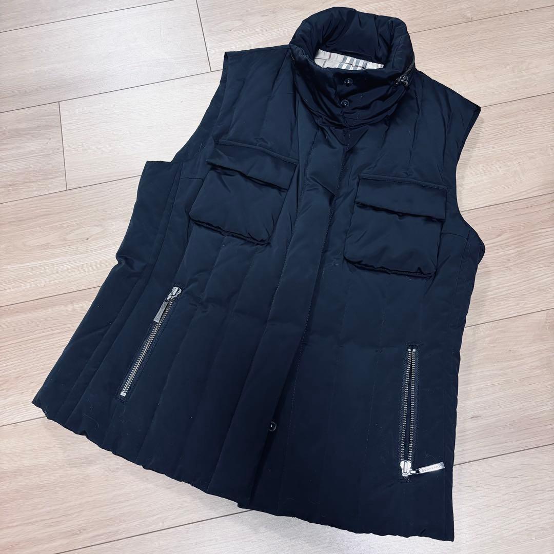 バーバリーロンドン　ダウンベスト　ノバチェック フード　黒　ブラック　38サイズ