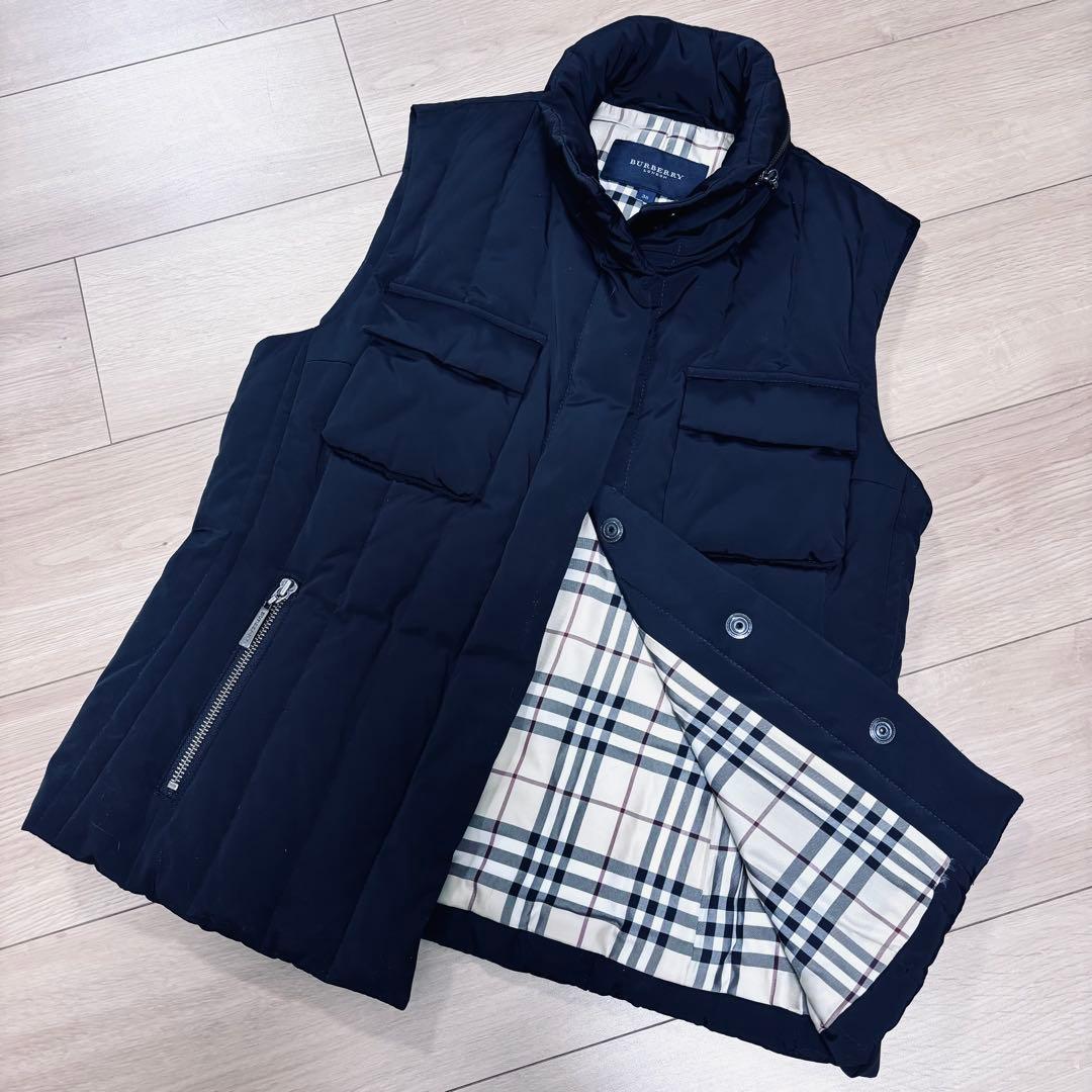 バーバリーロンドン　ダウンベスト　ノバチェック フード　黒　ブラック　38サイズ
