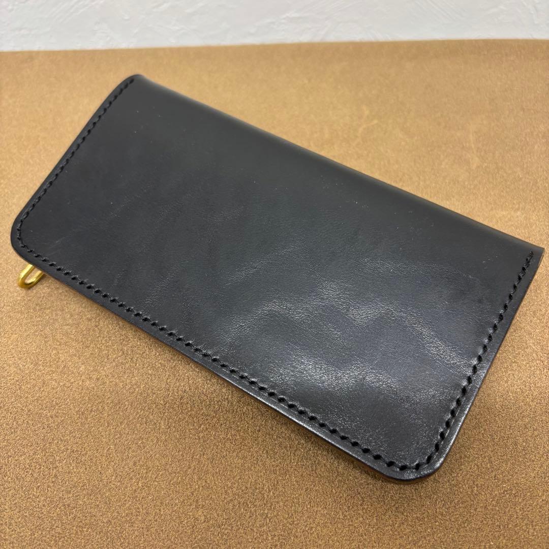 【babaggio】ホースバット　トラッカーウォレット　黒　茶心　3層