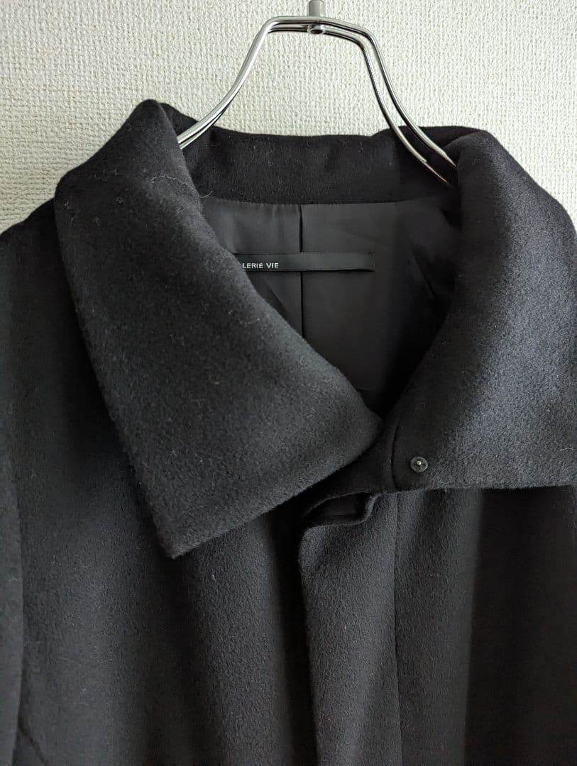 【美品】Galerie Vie カシミヤ100ウールコート黒 スタンドカラー