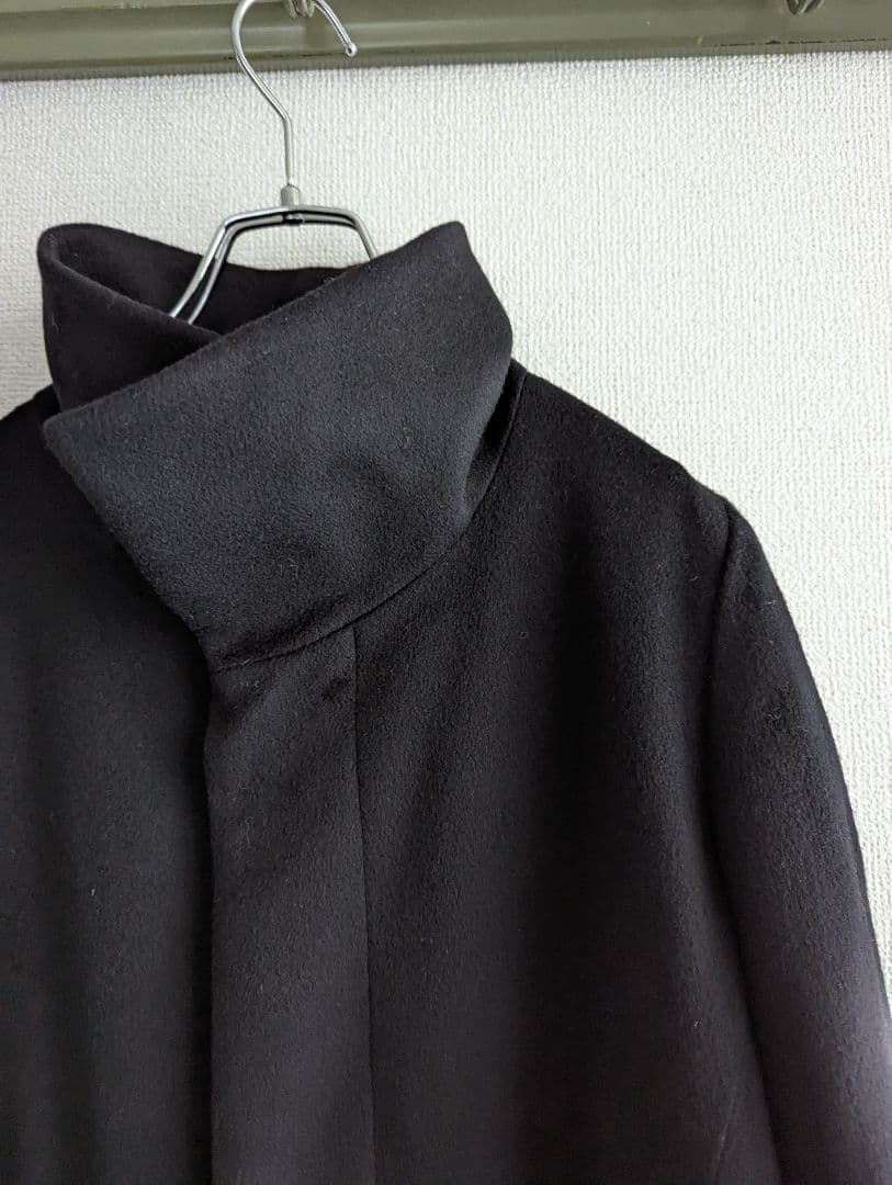 【美品】Galerie Vie カシミヤ100ウールコート黒 スタンドカラー