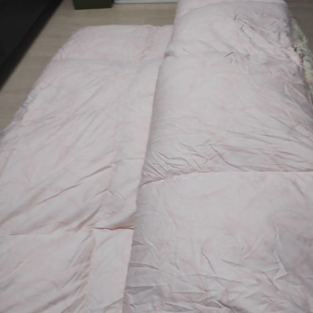 羽毛布団　丸八真綿　掛け布団　シングル　グースダウン　　シルクに刺繍　極美品