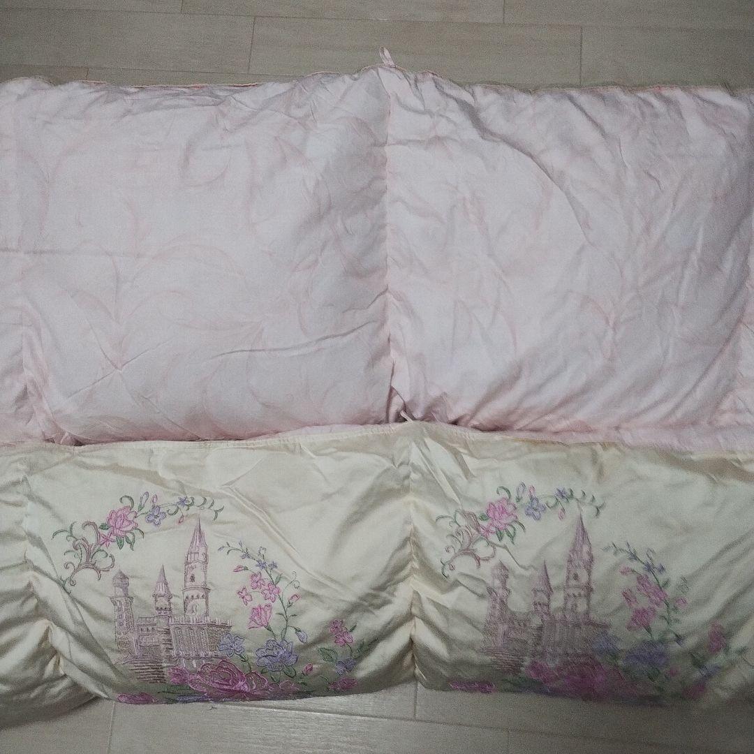 羽毛布団　丸八真綿　掛け布団　シングル　グースダウン　　シルクに刺繍　極美品