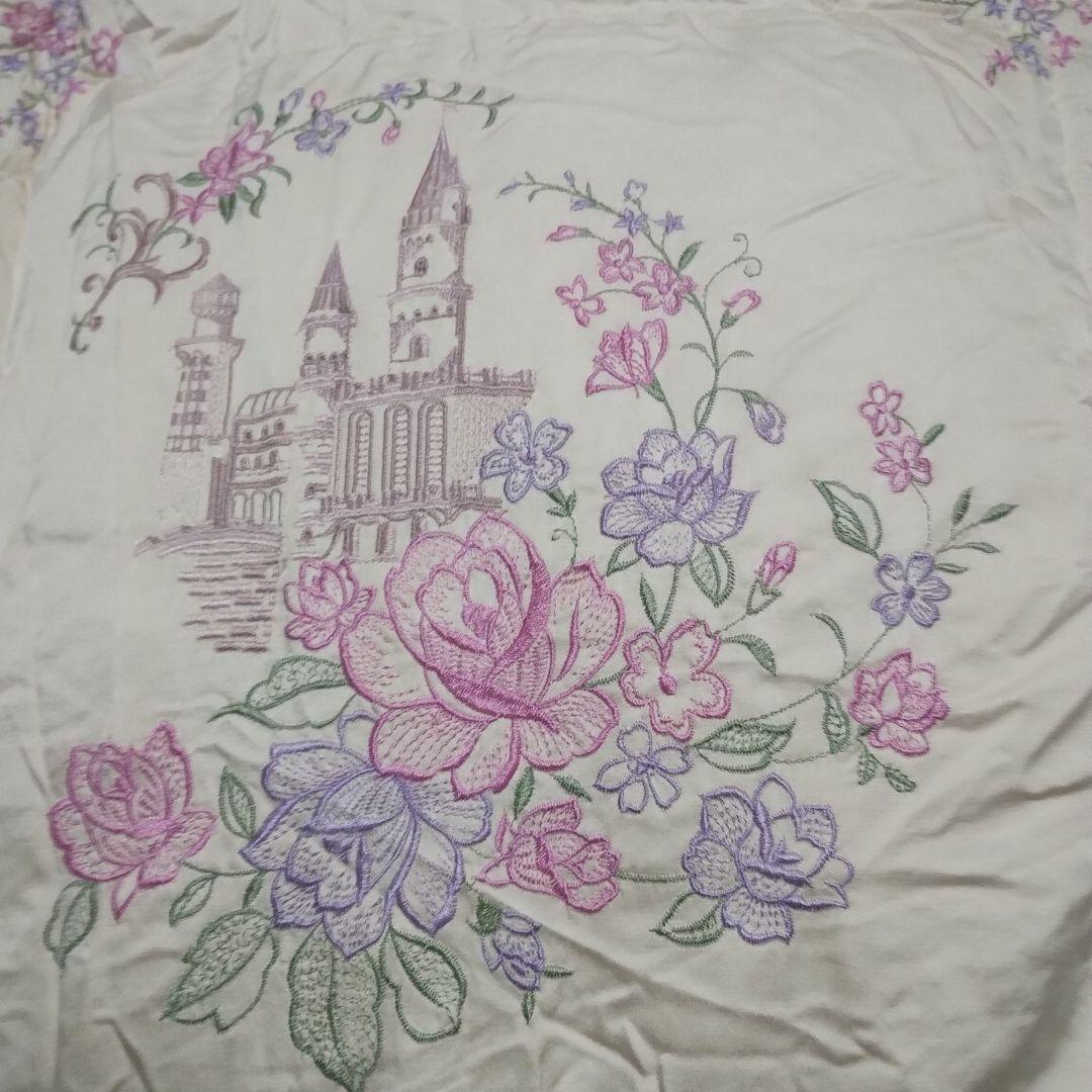 羽毛布団　丸八真綿　掛け布団　シングル　グースダウン　　シルクに刺繍　極美品