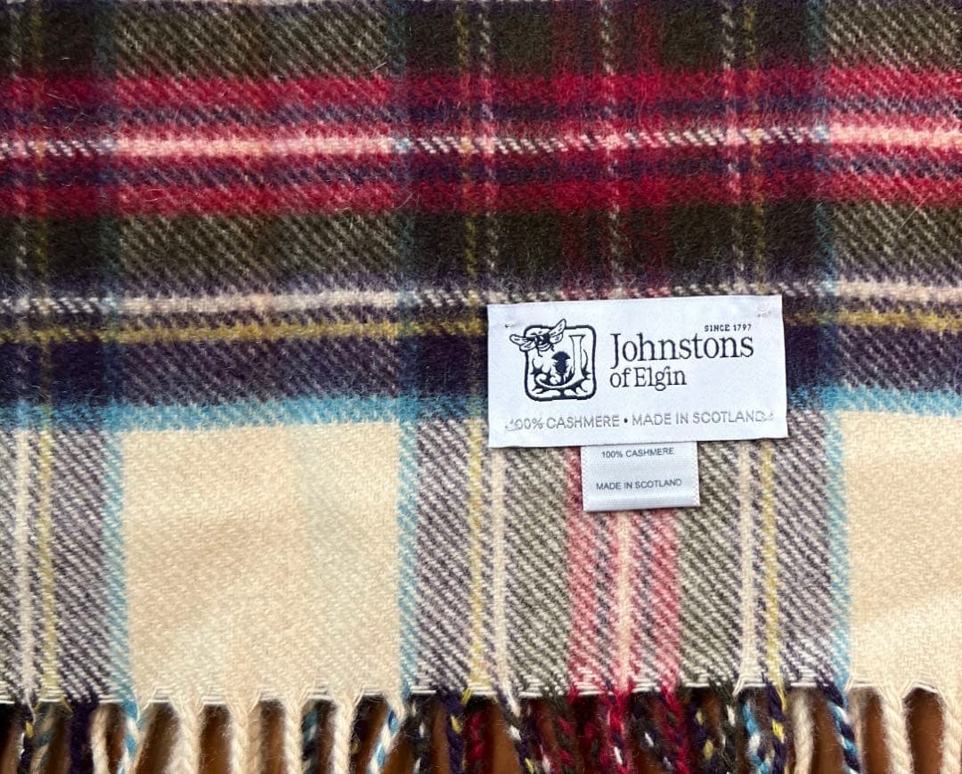 Johnstons ジョンストンズ カシミヤ100% チェック マフラー