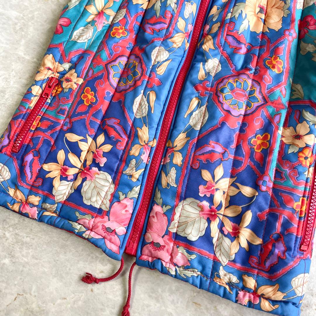 LEONARD レオナール 保温 花柄 スタンドカラー キルティング 中綿ベスト