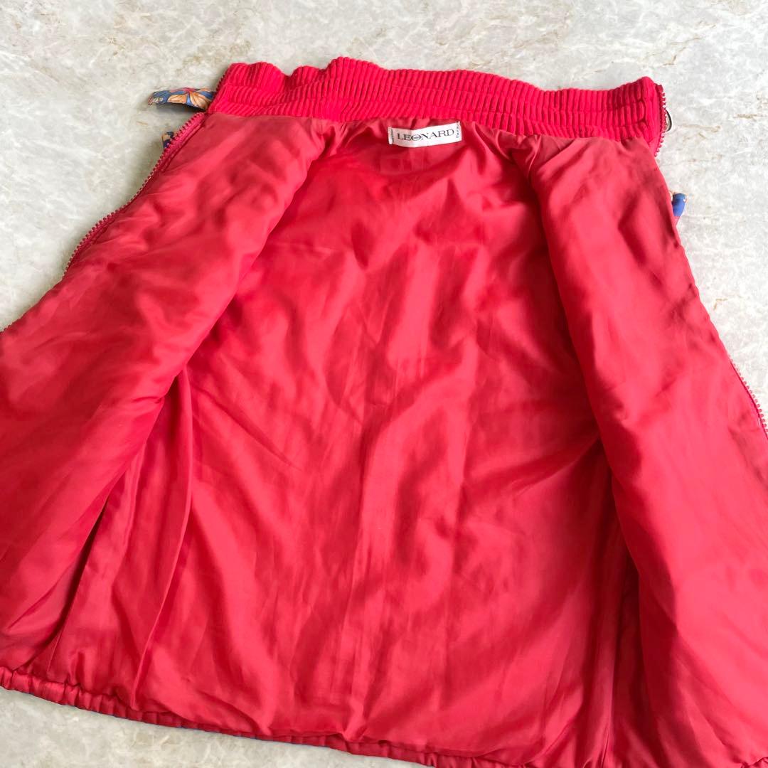 LEONARD レオナール 保温 花柄 スタンドカラー キルティング 中綿ベスト