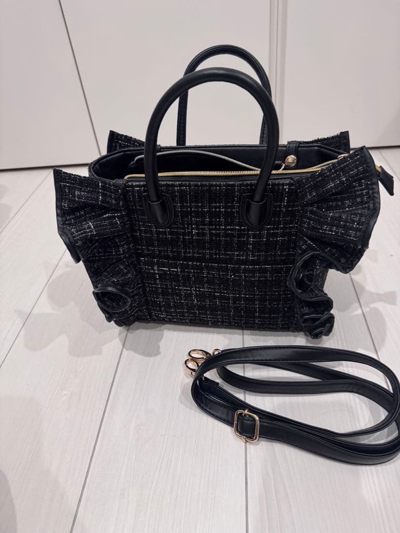 リリディ　riridear フリル付きツイードショルダーバッグ