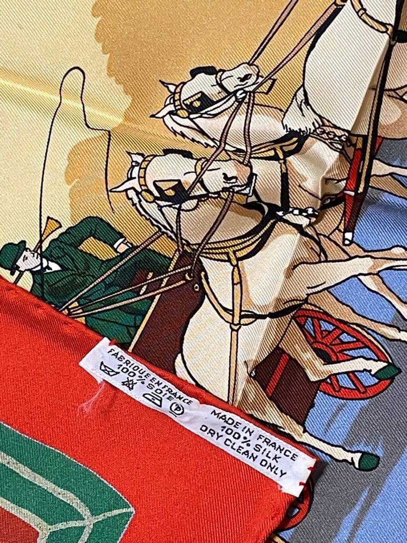 【美品】エルメス／カレ90　スカーフ／シルク／馬