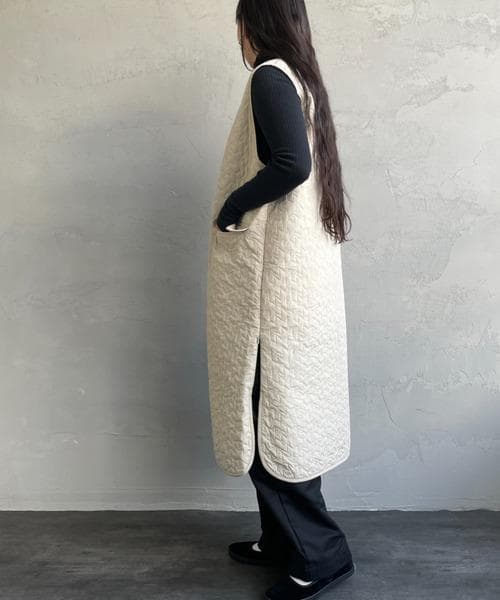 Le glazik キルティングロングベスト 極美品 ル グラジック アイボリー