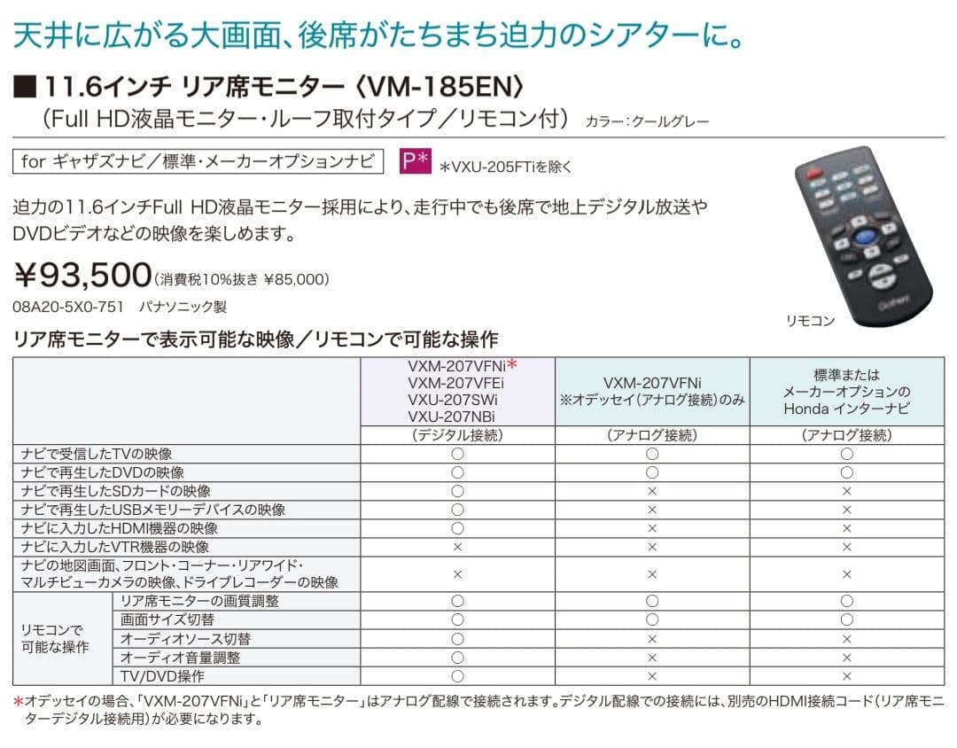Gathersフリップダウンモニター VM-185EN